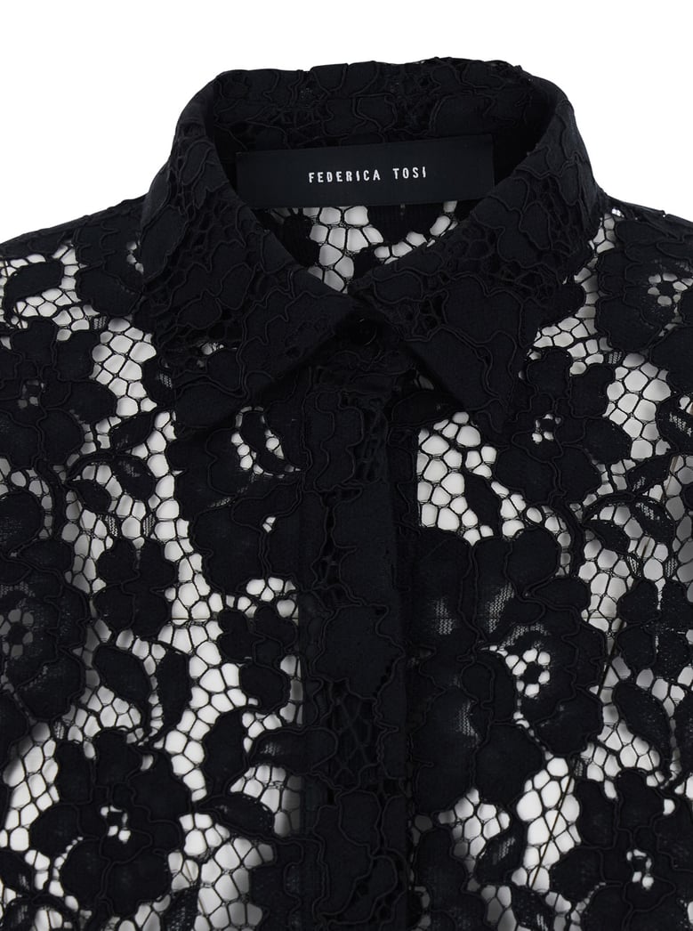 lace-detail blouse black by Selfnex