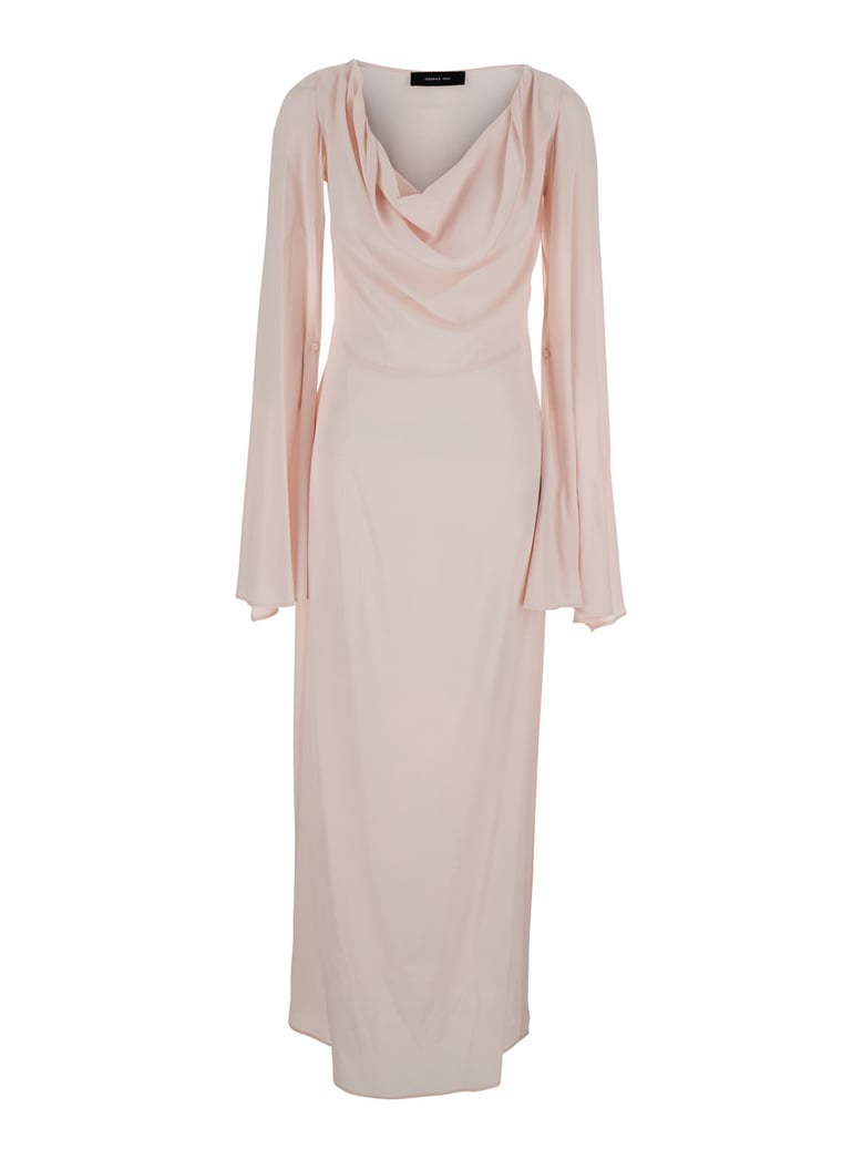 dress draped neckline pink by Selfnex
