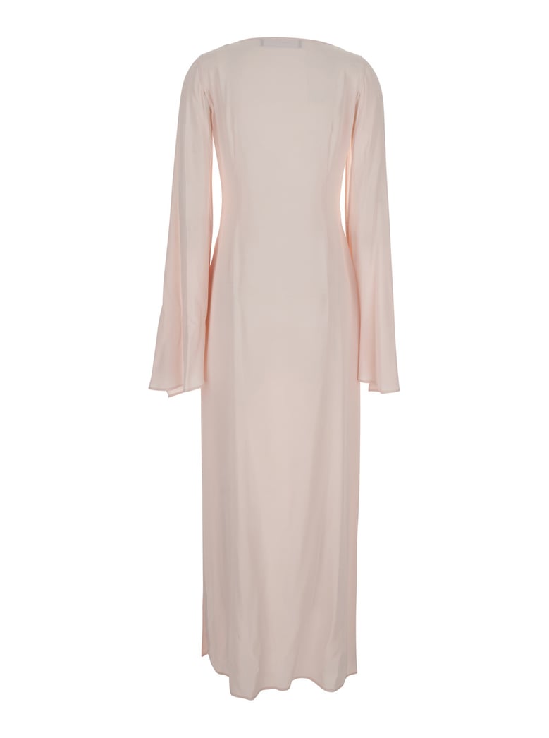 dress draped neckline pink by Selfnex