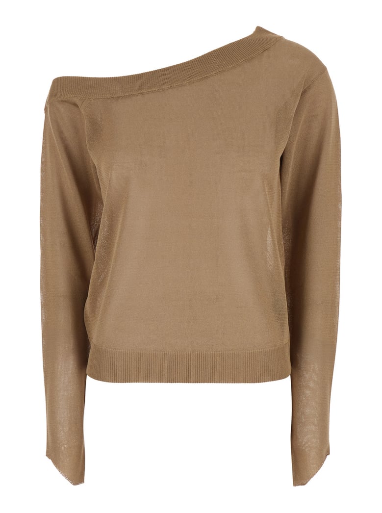 sweater one-shoulder brown wool blend by Selfnex