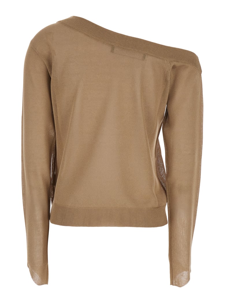 sweater one-shoulder brown wool blend by Selfnex