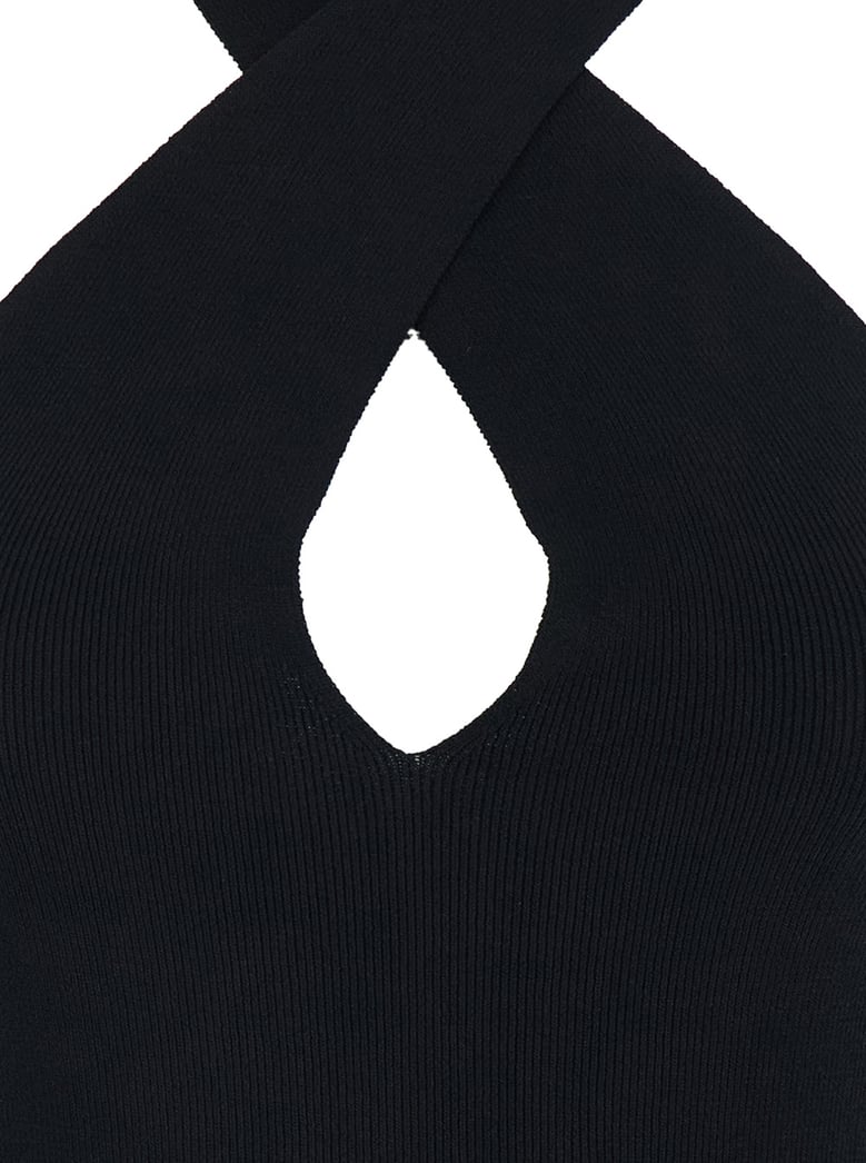 top with crossover neckline black by Selfnex