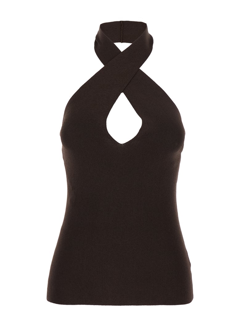 top cross-neck brown by Selfnex