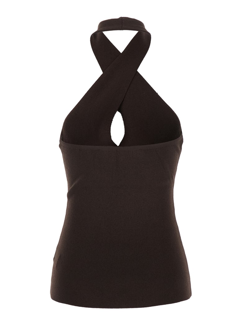 top cross-neck brown by Selfnex