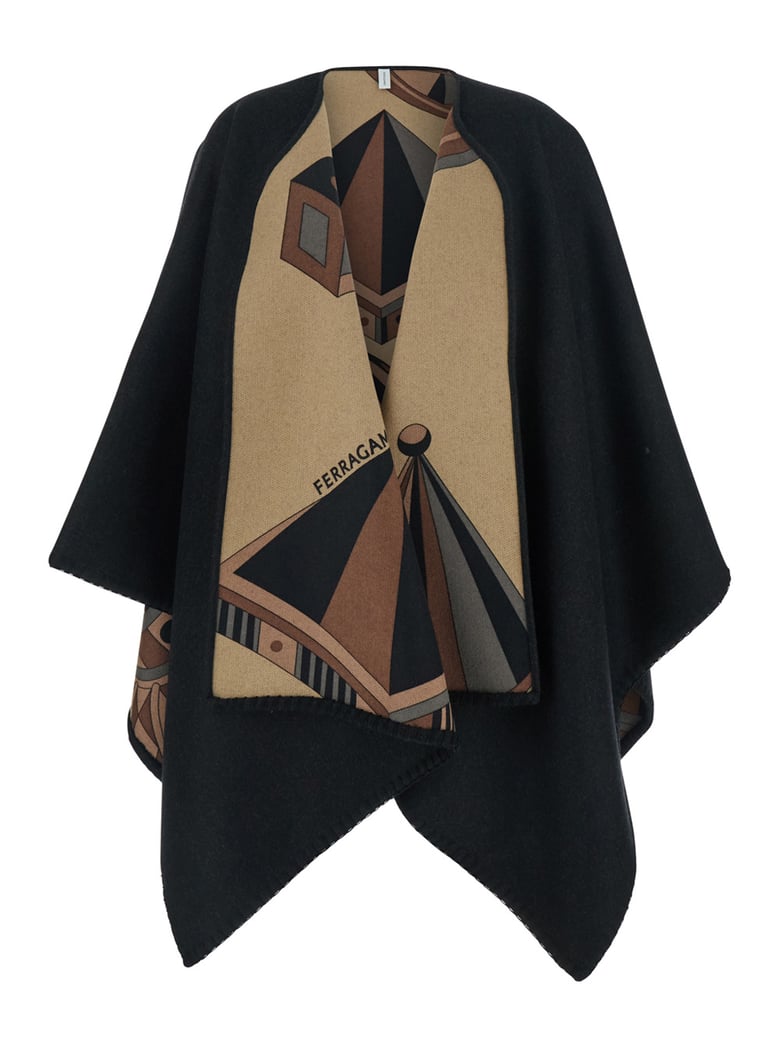 reversible cape nadir black cashmere-wool by Selfnex