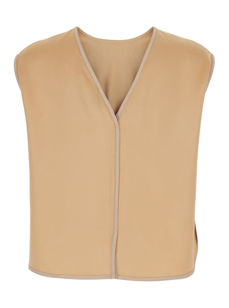 sleeveless top beige viscose by Selfnex