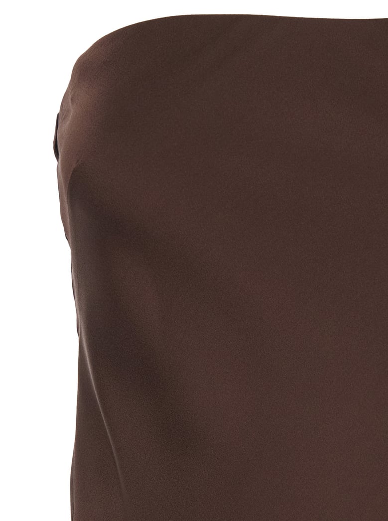 sleeveless off-shoulder dress brown by Selfnex