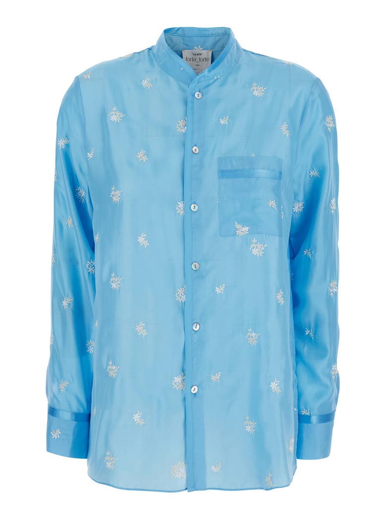 shirt light blue silk by Selfnex