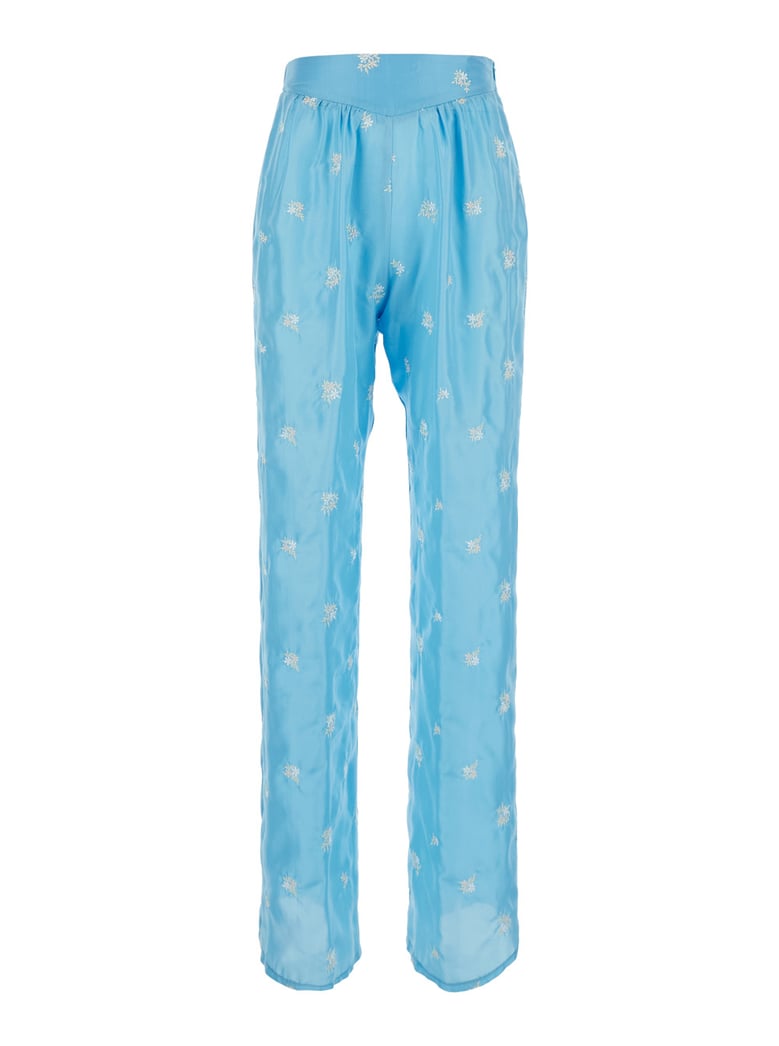 silk trousers light blue by Selfnex