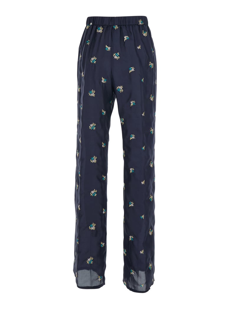 trousers in blue silk by Selfnex