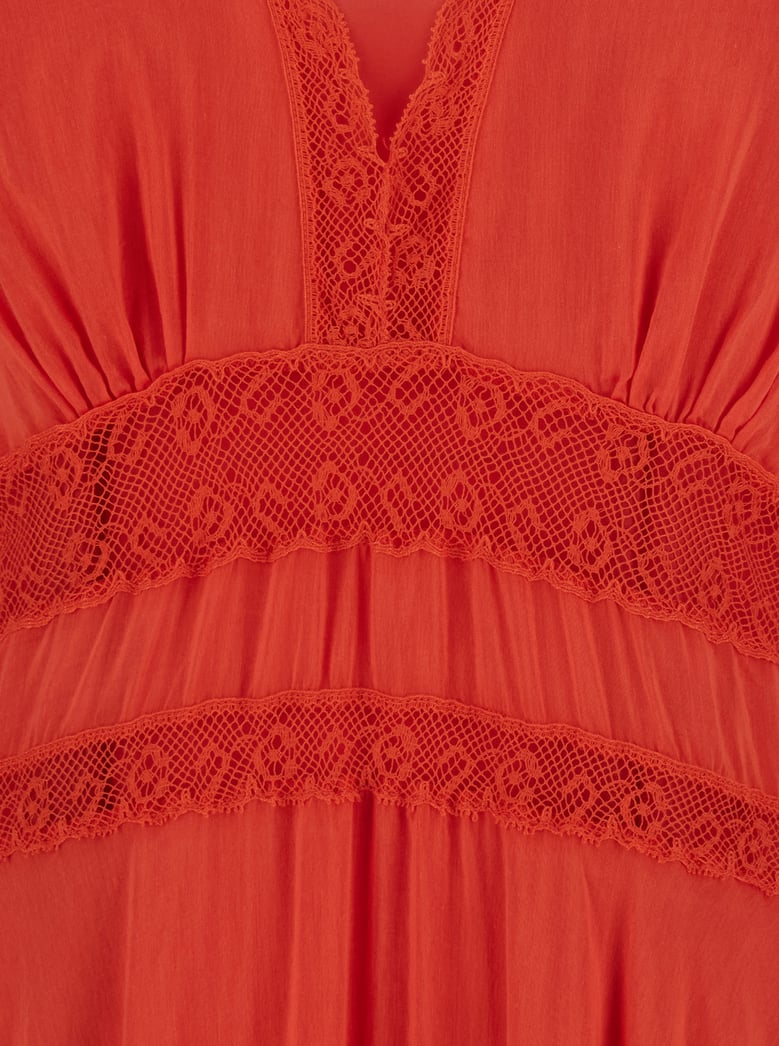long lace dress, red by Selfnex
