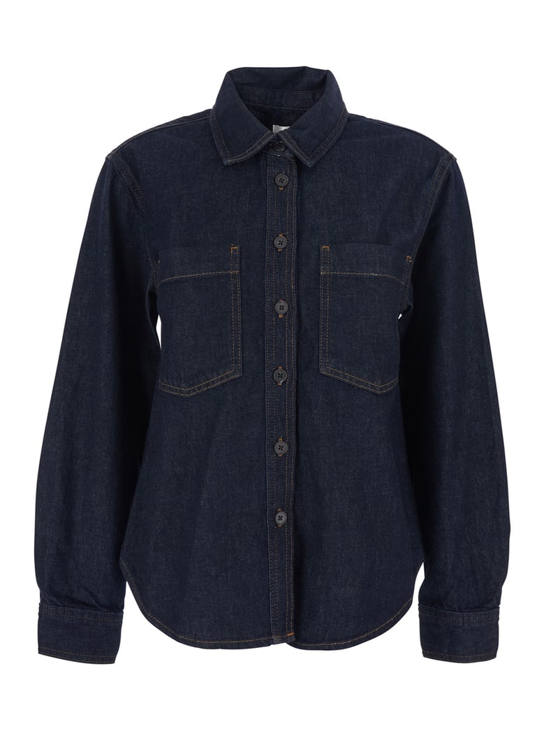 denim shirt classic collar blue by Selfnex