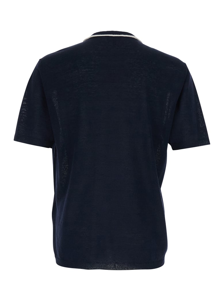 t-shirt crew neck blue linen-silk by Selfnex