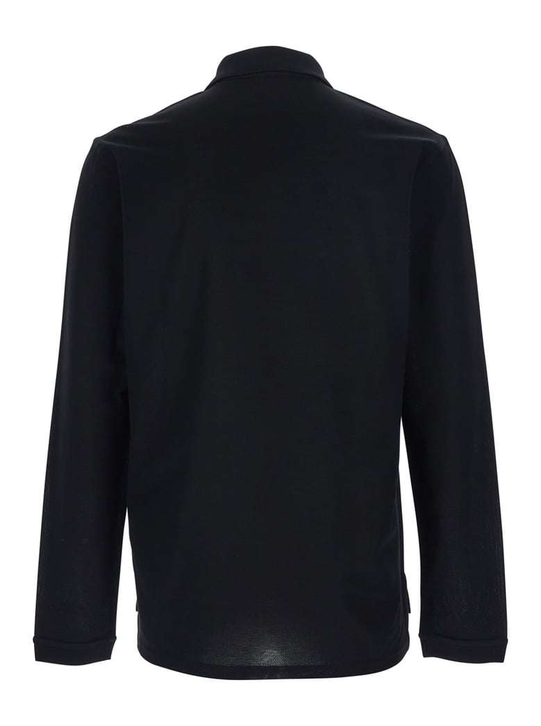long-sleeve polo shirt black cotton by Selfnex