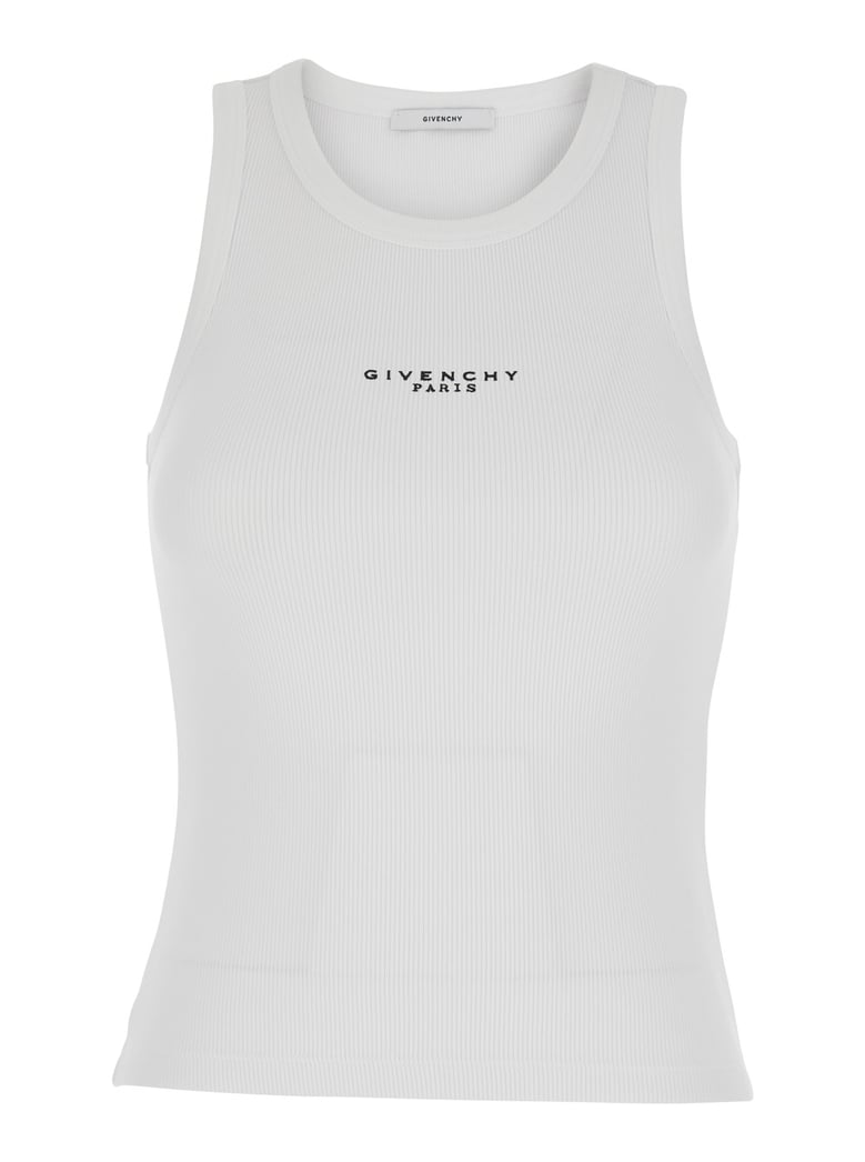 sleeveless top white stretch cotton by Selfnex