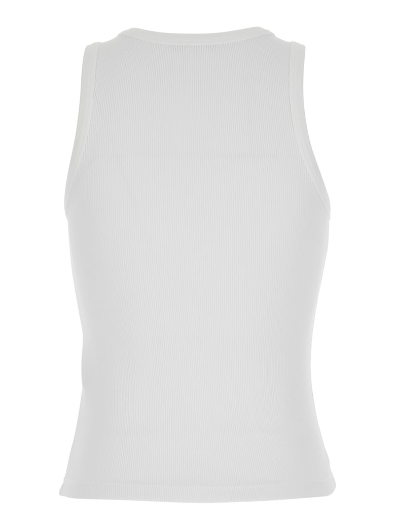 sleeveless top white stretch cotton by Selfnex