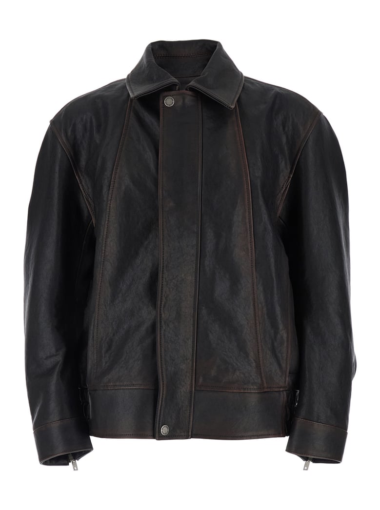leather jacket brown aged effect by Selfnex