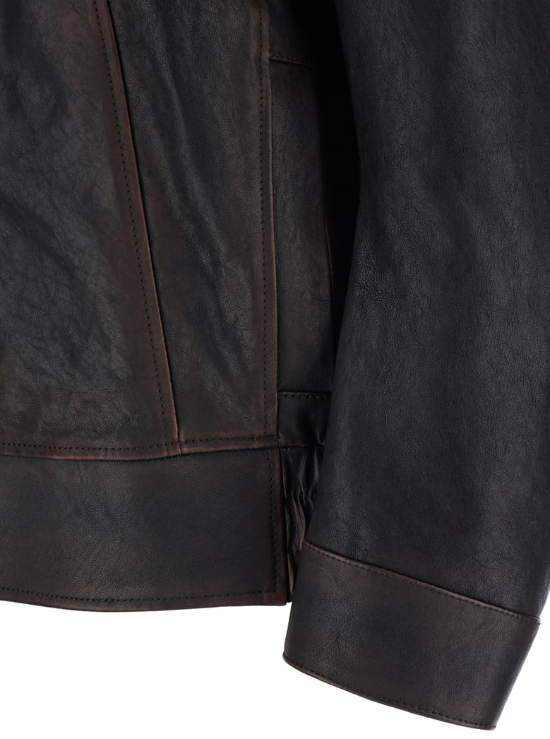 leather jacket brown aged effect by Selfnex