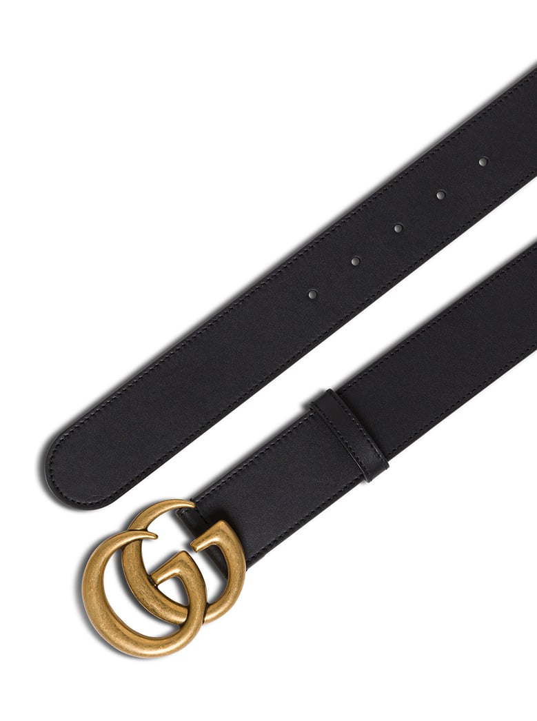 belt with gg logo buckle, black leather by Selfnex