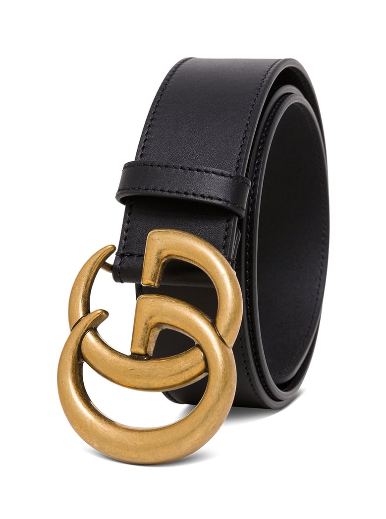 belt with gg logo buckle, black leather by Selfnex