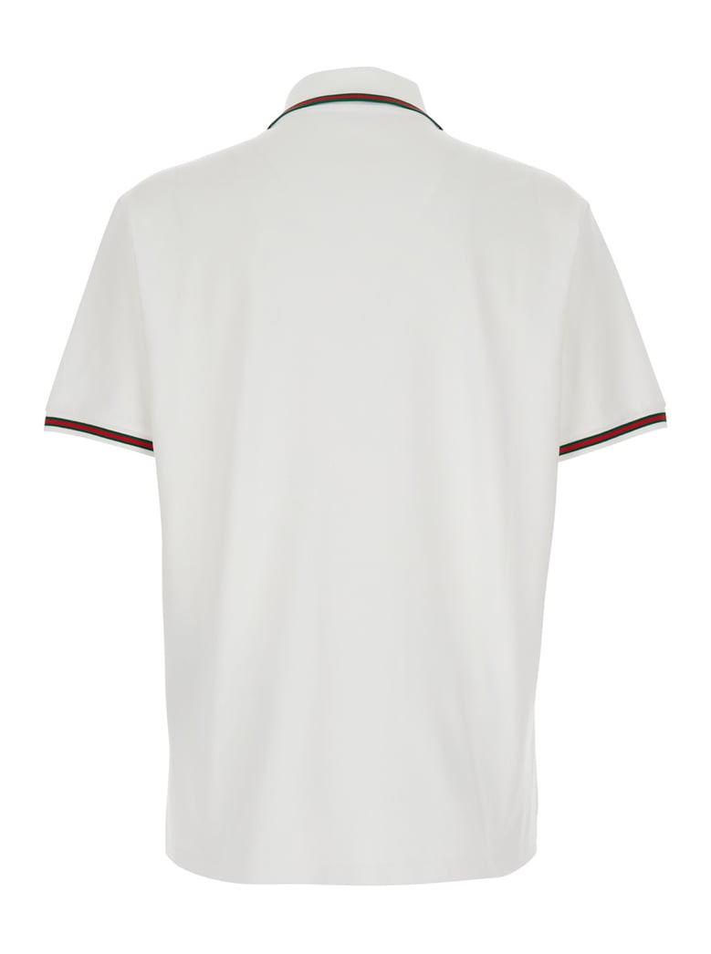 polo shirt white cotton with web detail by Selfnex