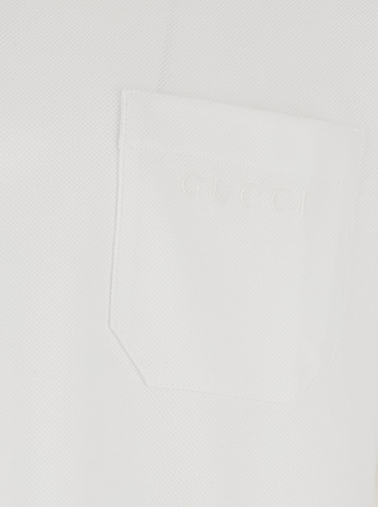 polo shirt white cotton with web detail by Selfnex