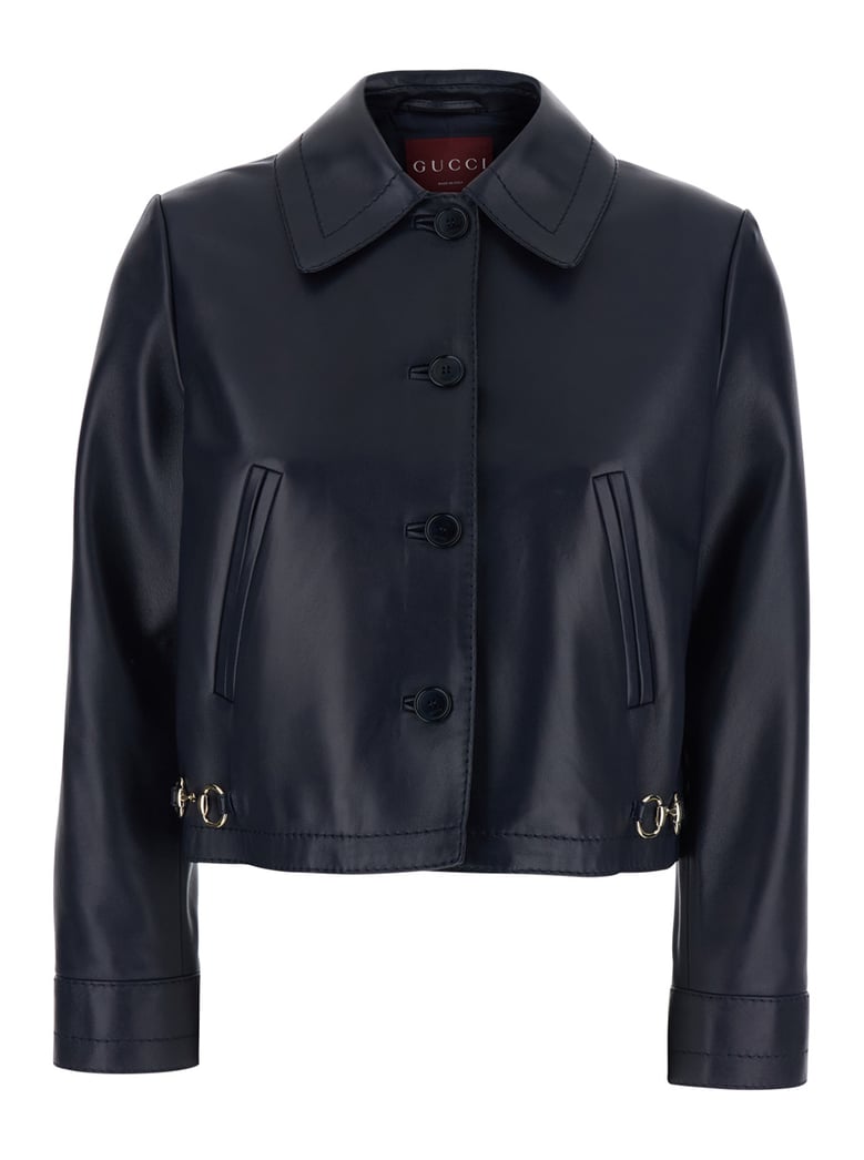 leather jacket classic collar blue by Selfnex