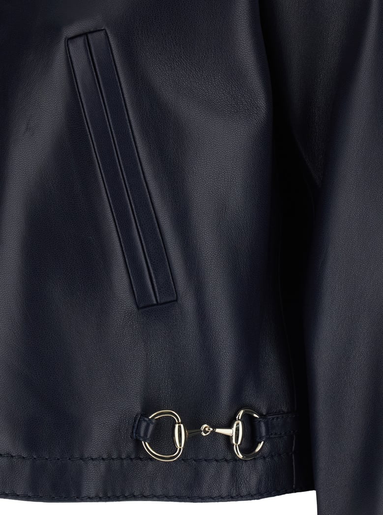 leather jacket classic collar blue by Selfnex