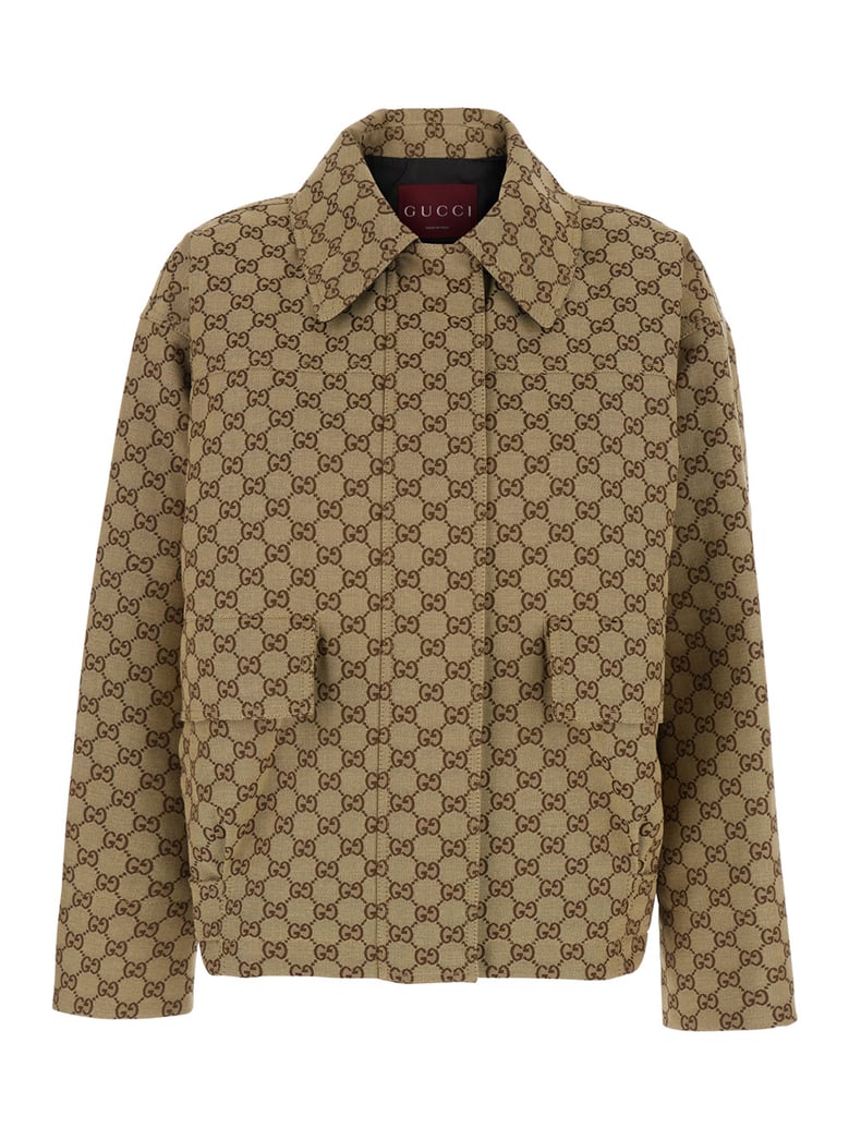 jacket with gg motif, brown cotton by Selfnex