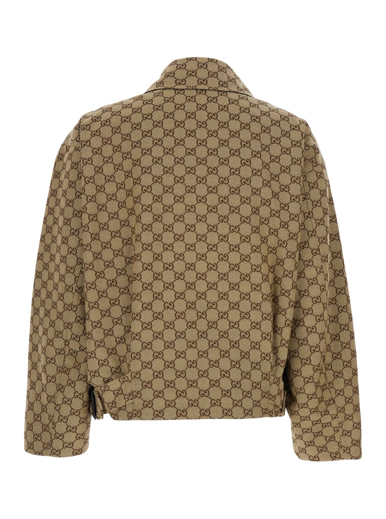 jacket with gg motif, brown cotton by Selfnex