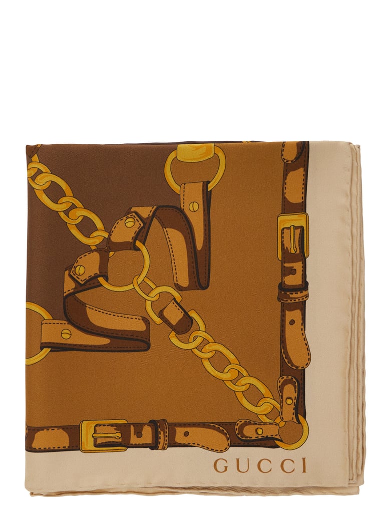 square silk scarf, brown by Selfnex