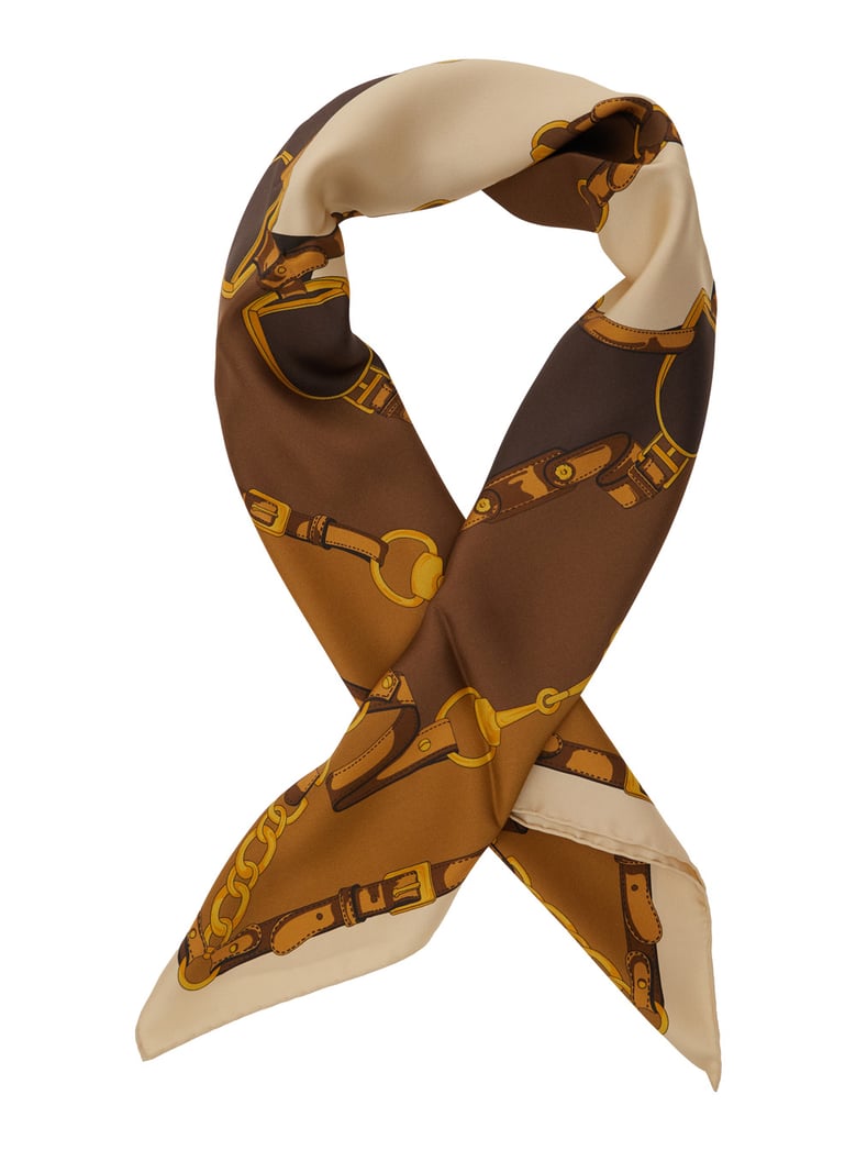 square silk scarf, brown by Selfnex