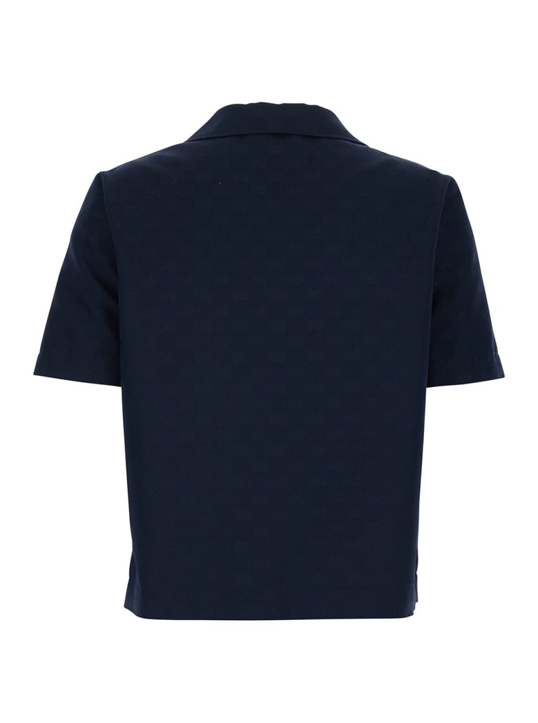 blouse with wide collar, blue cotton-blend by Selfnex