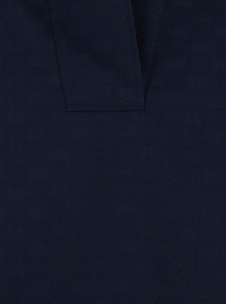 blouse with wide collar, blue cotton-blend by Selfnex