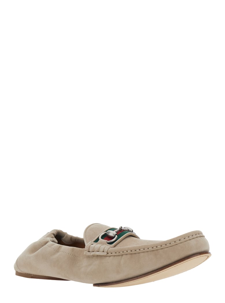 loafers with horsebit plate beige suede by Selfnex