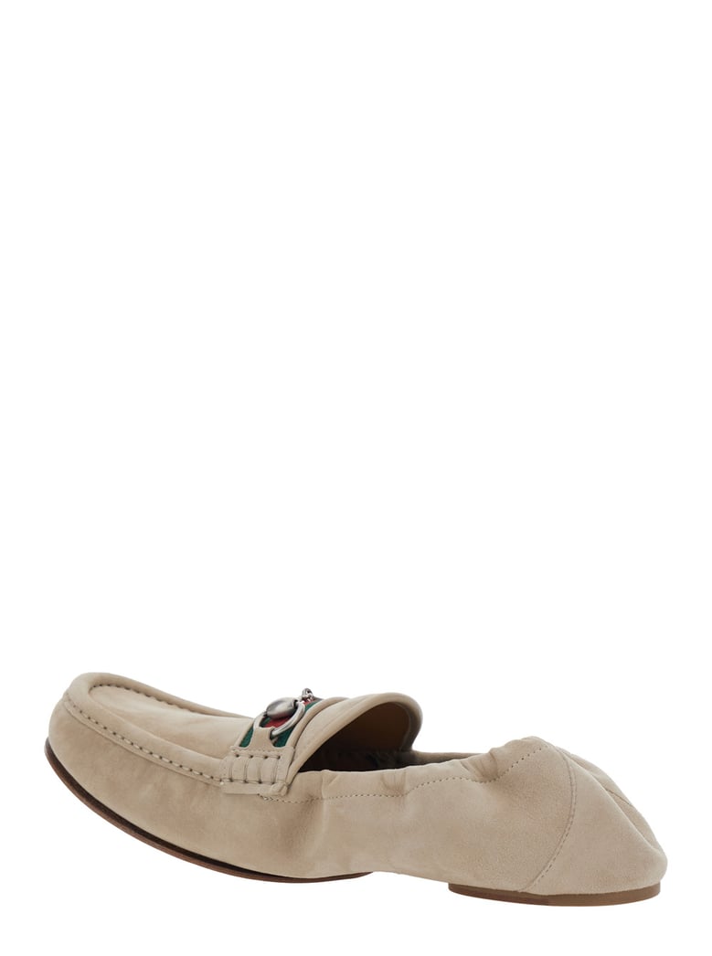 loafers with horsebit plate beige suede by Selfnex