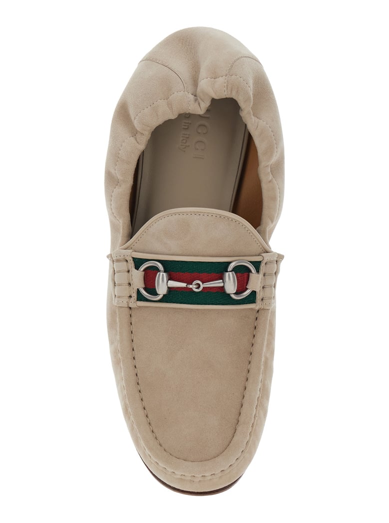 loafers with horsebit plate beige suede by Selfnex
