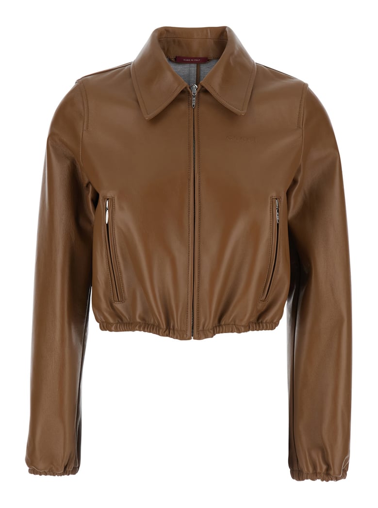 jacket cropped leather brown by Selfnex