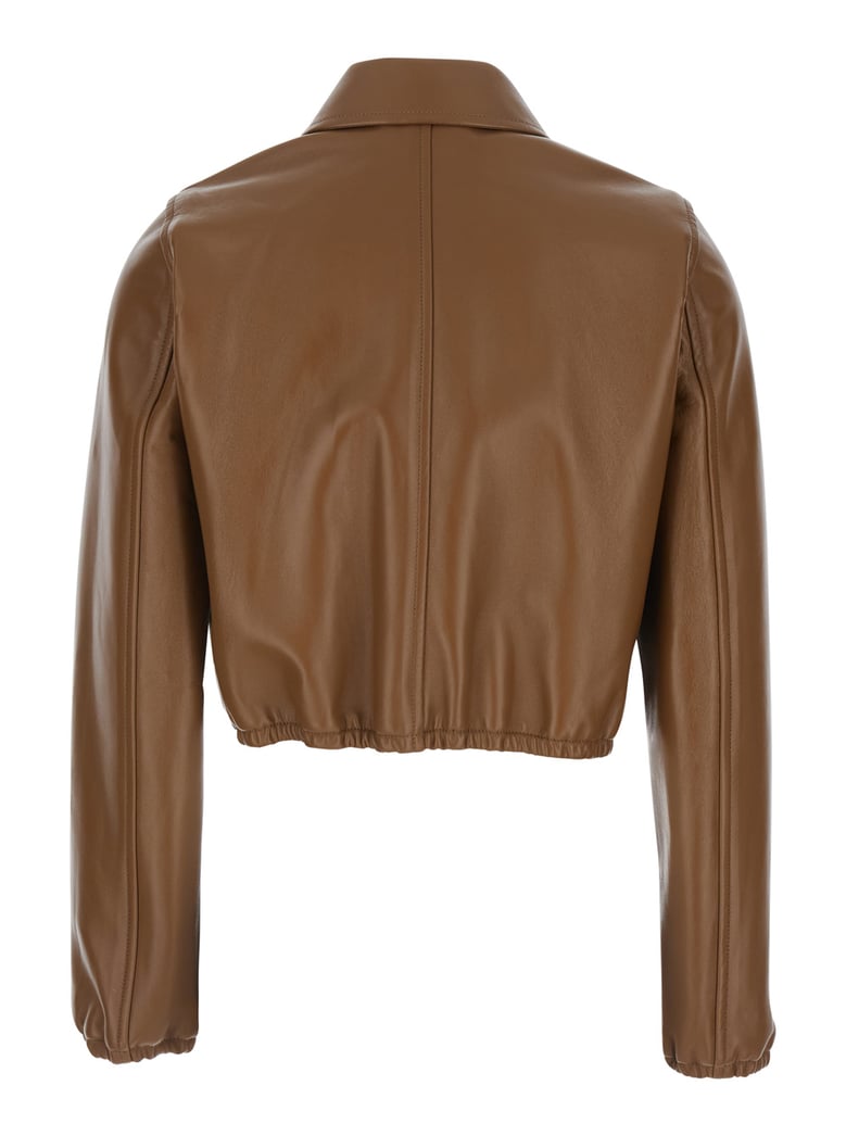 jacket cropped leather brown by Selfnex