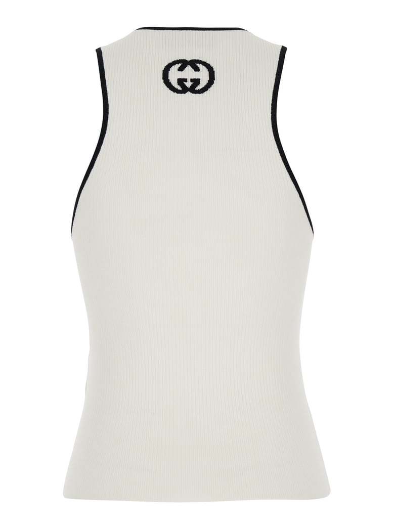sleeveless top white viscose blend by Selfnex