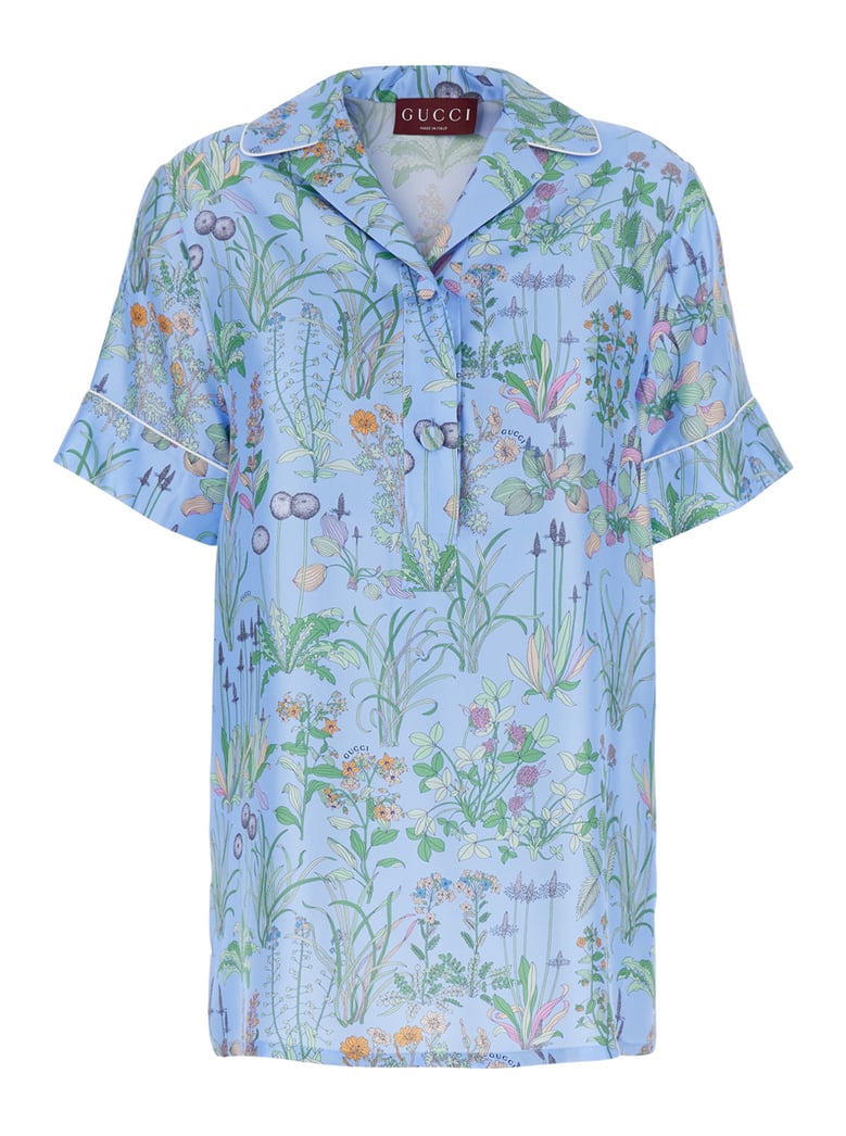 shirt with cuban collar — light blue silk by Selfnex