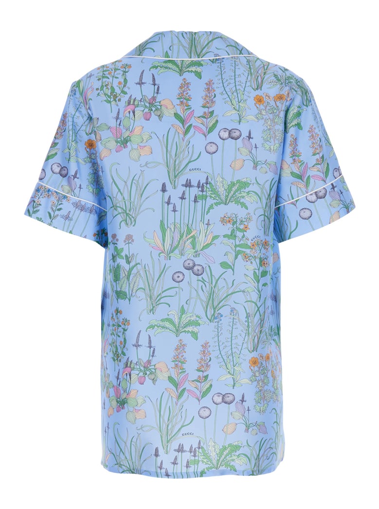 shirt with cuban collar — light blue silk by Selfnex