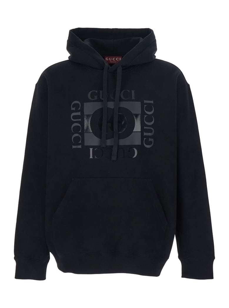 hooded sweatshirt black cotton by Selfnex