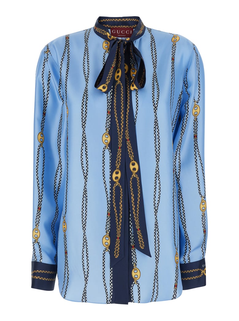 shirt printed silk blue by Selfnex