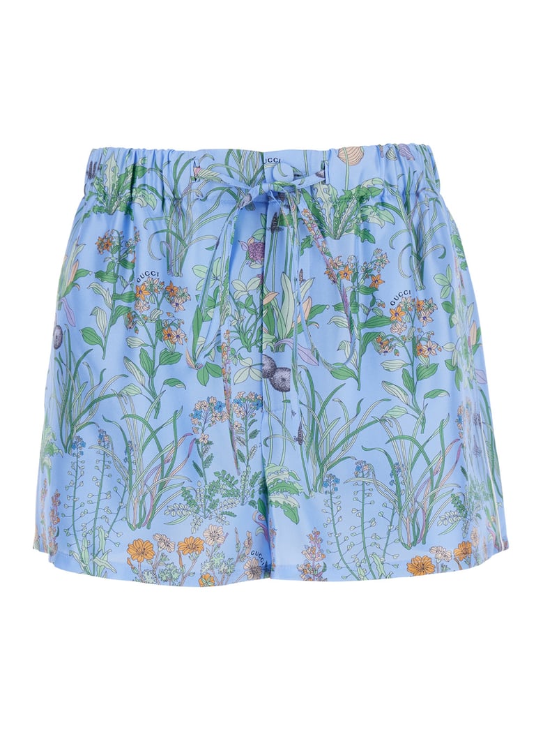shorts printed silk short, blue silk by Selfnex