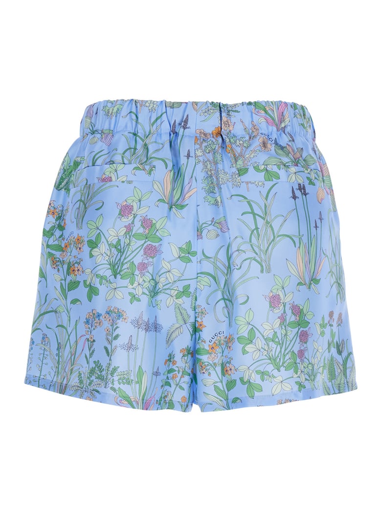 shorts printed silk short, blue silk by Selfnex