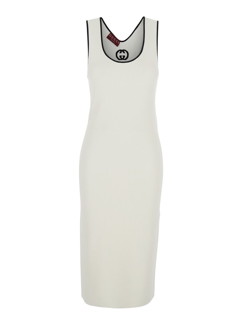 long dress round neck white by Selfnex