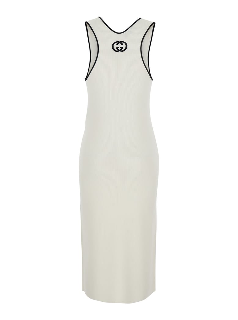 long dress round neck white by Selfnex