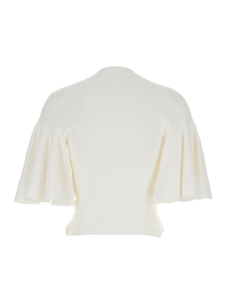 top with crossed neckline white by Selfnex