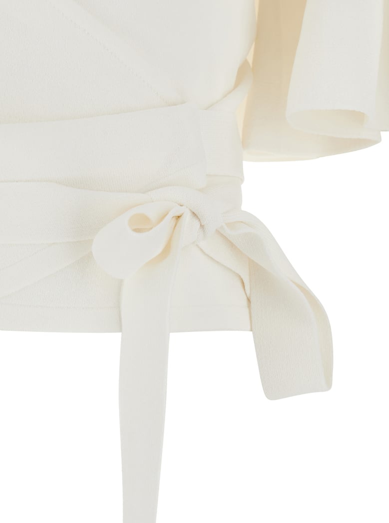 top with crossed neckline white by Selfnex